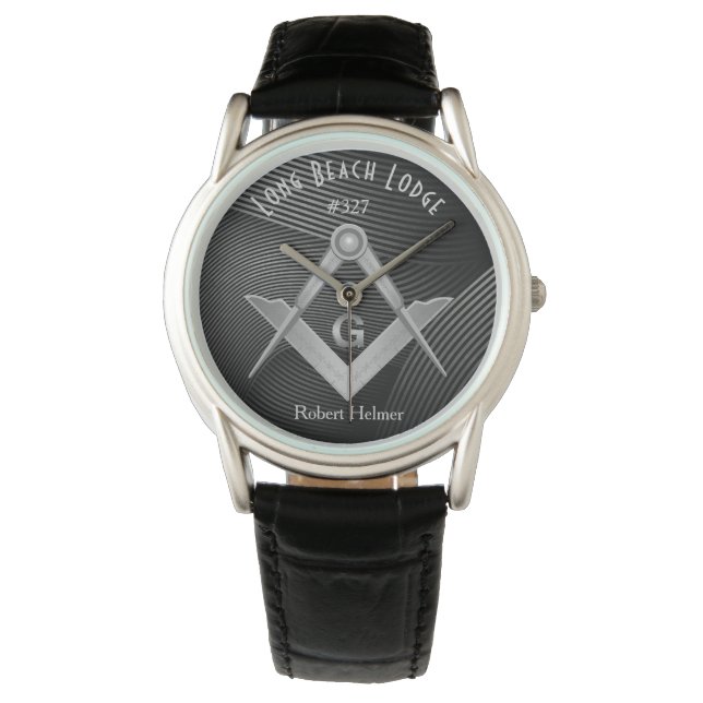 De Pulsera Reloj monogramado moderno negro y gris masónico (Anverso)