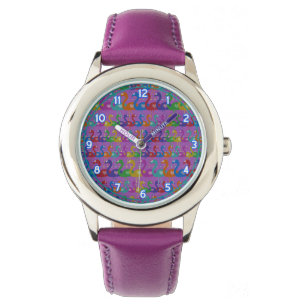De Pulsera Reloj multicolor del flamenco con los corazones