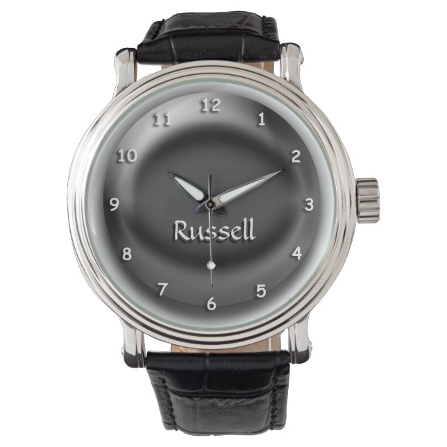 De Pulsera Reloj - Negro 3D orb con nombre (Anverso)