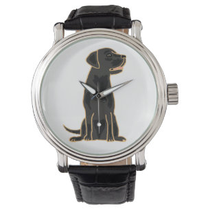 De Pulsera Reloj negro del arte del labrador retriever