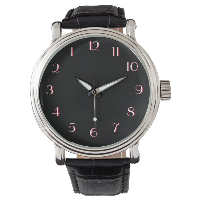 De Pulsera Reloj negro hacia atrás serio (Anverso)
