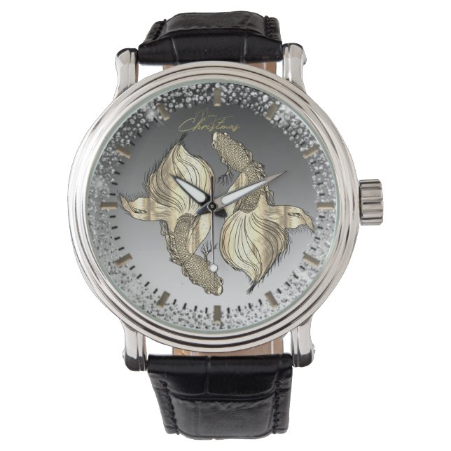 De Pulsera Reloj para navidad con peces doradas (Anverso)