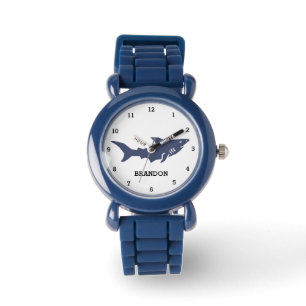 De Pulsera Reloj para niños azul moderno tiburón oceánico pec