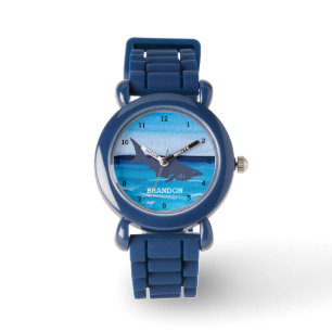 De Pulsera Reloj para niños azul moderno tiburón oceánico pec
