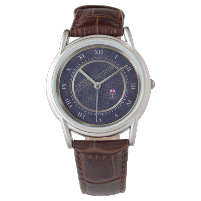 De Pulsera Reloj personalizado con dial azul marino elegante  (Anverso)