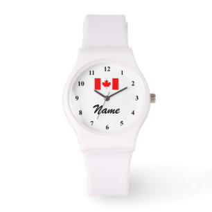 De Pulsera Reloj personalizado con nombre y bandera canadiens