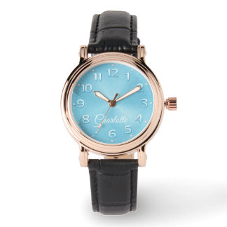 De Pulsera Reloj personalizado con nombre y elegante dial azu