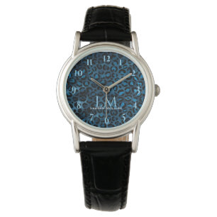 De Pulsera Reloj Personalizado Elegante Leopardo Azul