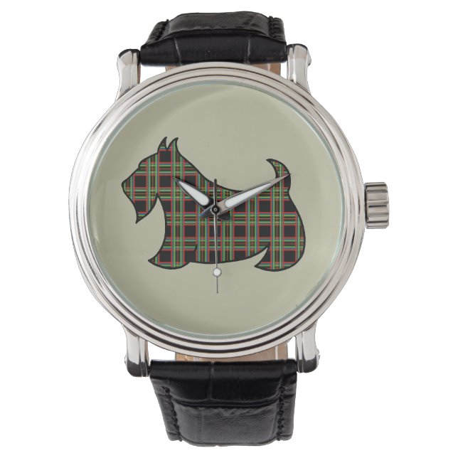De Pulsera Reloj Plaid Scottish Terrier (Anverso)
