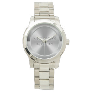 De Pulsera Reloj plateado con grabado personalizado