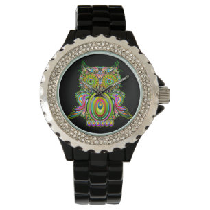 De Pulsera Reloj psicodélico del arte pop del búho