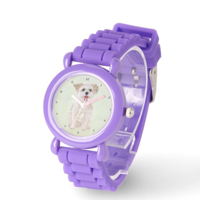 De Pulsera Reloj Purpura Perro Morkie (Ángulo)