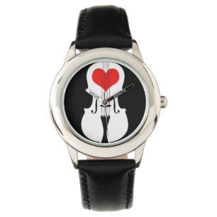 De Pulsera Reloj rojo del violín y negro liso