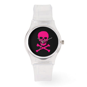 De Pulsera Reloj rosado del cráneo