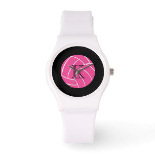 De Pulsera Reloj rosado del voleibol del monograma