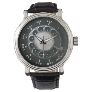 De Pulsera Reloj rotatorio negro del dial del teléfono