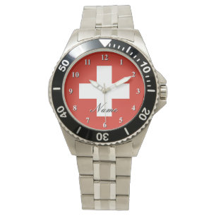 De Pulsera Reloj suizo con texto personalizado