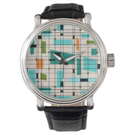 De Pulsera Retro Grid y Starburst reloj masculino