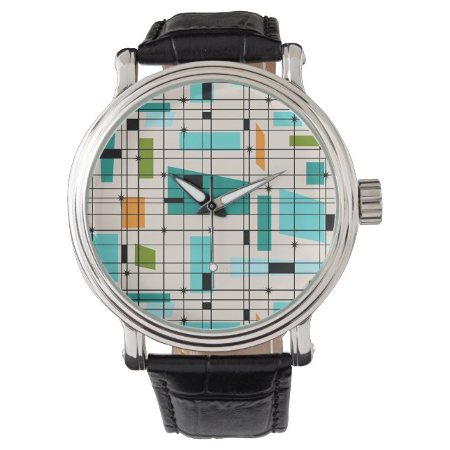 De Pulsera Retro Grid y Starburst reloj masculino (Anverso)