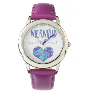 De Pulsera Sirena púrpura del acero inoxidable en el reloj