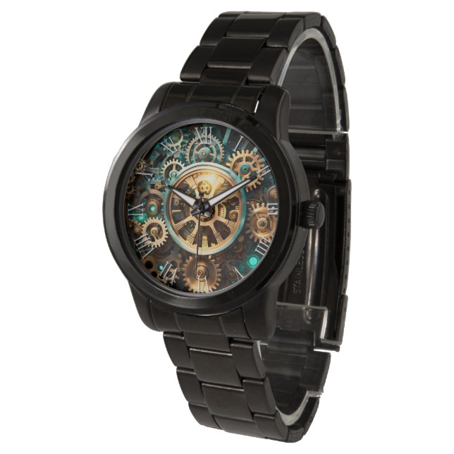 De Pulsera Steampunk Art cogs & gears reloj masculino 4 (Angular)