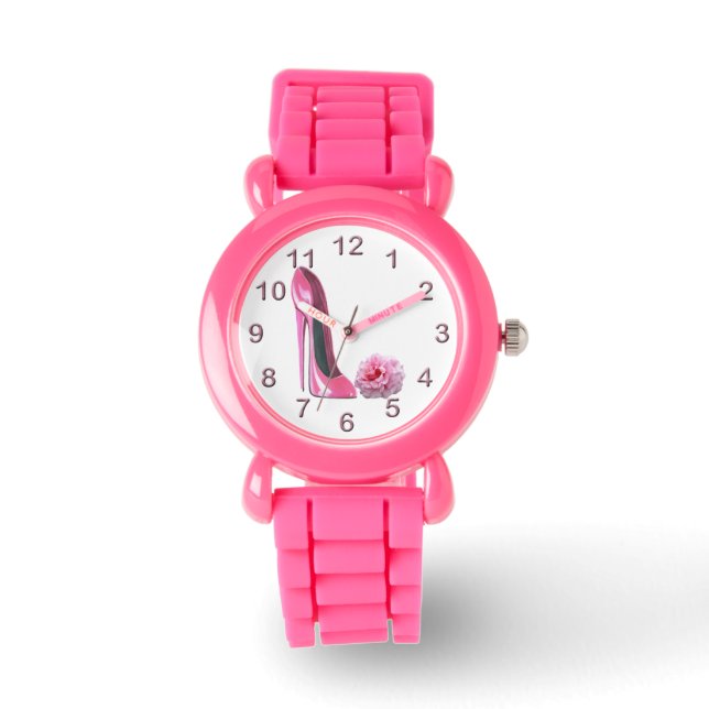 De Pulsera Stiletto rosa y reloj Rosa (Anverso)