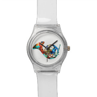 De Pulsera Trompa colorida en un reloj claro