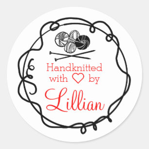 De punto a mano con pegatinas personalizados de am