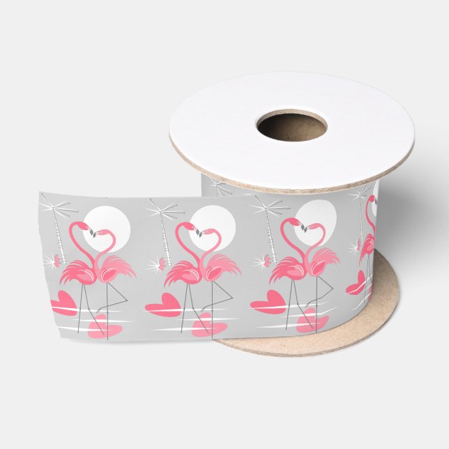De Raso Flamingo Amor lazo satinado (Carrete)