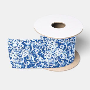 De Raso Lazo blanco sobre azul