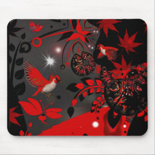 De Ratón Alfombrilla Asiática Pájaros Rojos