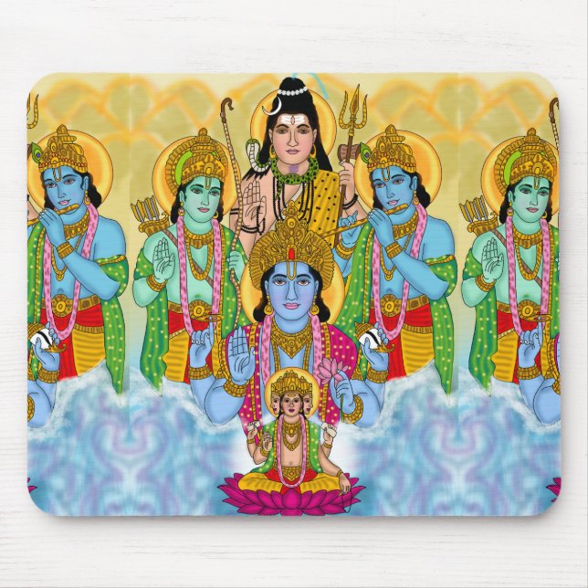 De Ratón Alfombrilla Brahma Vishnu Shiva Ram Krishna (Frente)