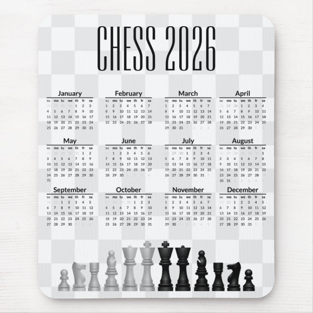 De Ratón Alfombrilla Calendario Ajedrez 2026 (Frente)