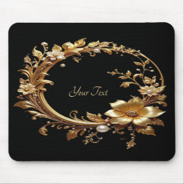 De Ratón Alfombrilla con marco ornamentado floral dorado