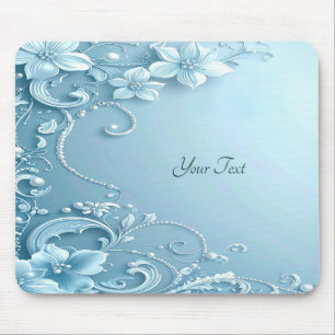 De Ratón Alfombrilla decorativa floral azul