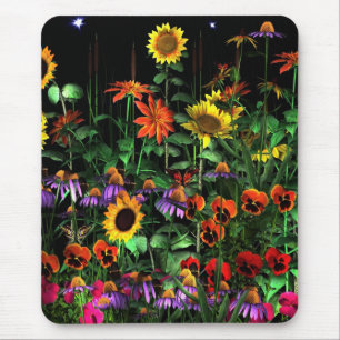 De Ratón Alfombrilla Floral Flores Por La Noche Mitad 2