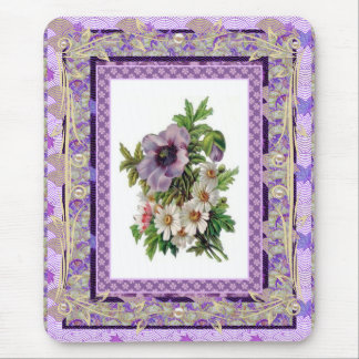 De Ratón Alfombrilla Floral Vintage Flores Malva