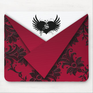 De Ratón Alfombrilla gótica con monograma en rojo y negro b