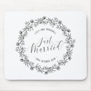 De Ratón Alfombrilla Personalizada Recién Casados Floral