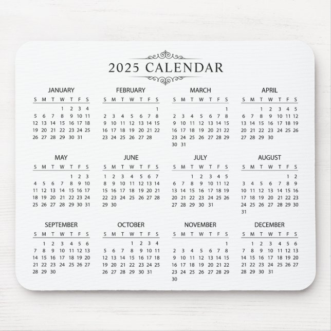 De Ratón Calendario 2025 simple pero elegante | Alfombrilla (Frente)