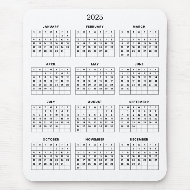 De Ratón Calendario 2025 simple pero elegante | Alfombrilla (Frente)