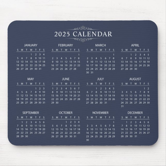 De Ratón Calendario 2025 simple pero elegante | Alfombrilla (Frente)