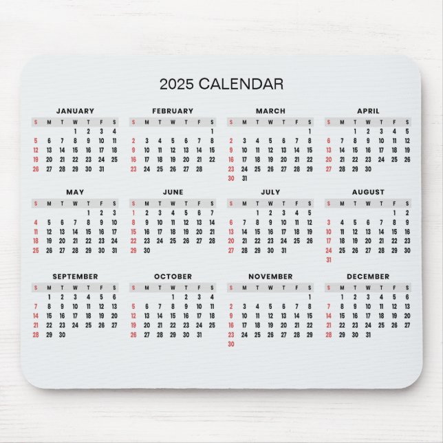 De Ratón Calendario 2025 simple pero elegante | Alfombrilla (Frente)