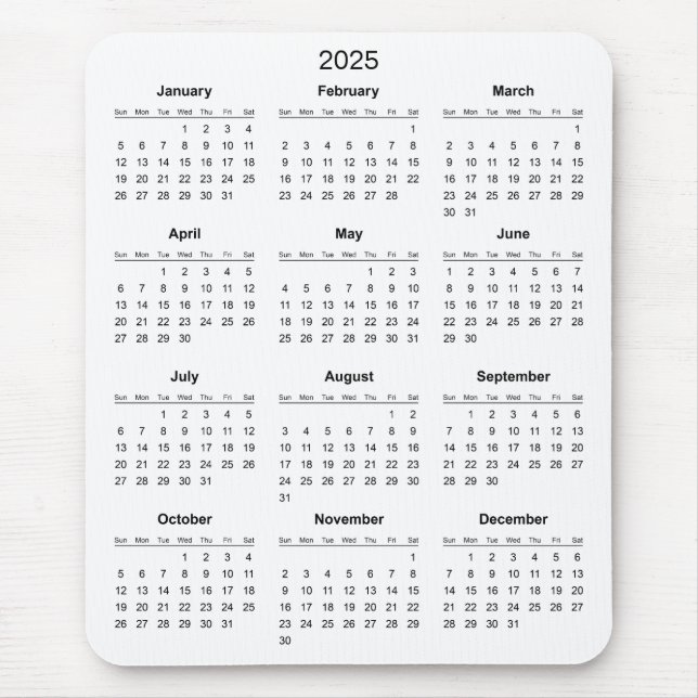 De Ratón Calendario 2025 simple pero elegante | Alfombrilla (Frente)