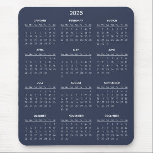 De Ratón Calendario 2026 Simple pero Elegante   Alfombrilla
