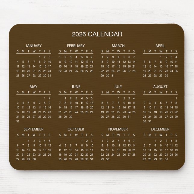De Ratón Calendario 2026 Simple pero Elegante | Alfombrilla (Frente)