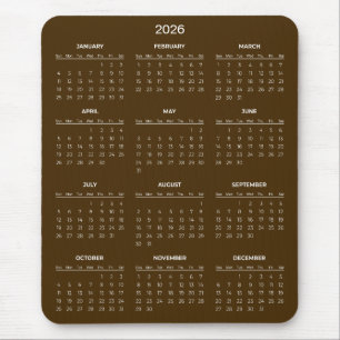 De Ratón Calendario 2026 Simple pero Elegante   Alfombrilla