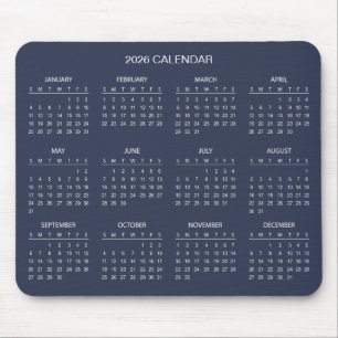 De Ratón Calendario 2026 Simple pero Elegante Alfombrilla