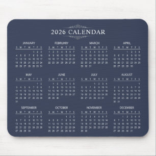 De Ratón Calendario 2026 Simple pero Elegante   Alfombrilla