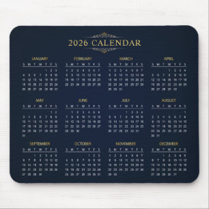 De Ratón Calendario 2026 Simple pero Elegante   Alfombrilla